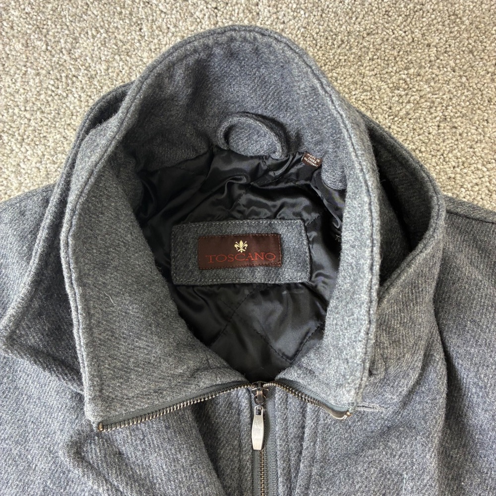 Toscano Mens Gray‎ Wool Blend Button Front Coat Jacket Overcoat Outerwear